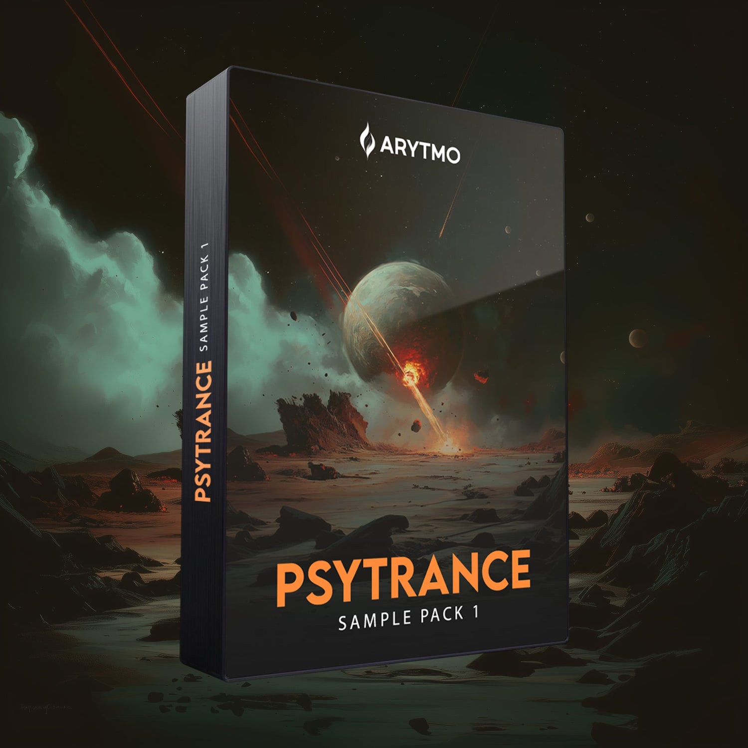 Arytmo Psytrance Sample Pack 1 with a space-themed design on a dark background