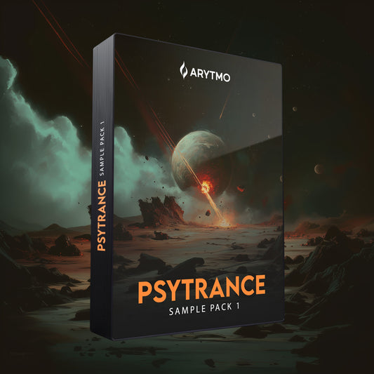 Arytmo Psytrance Sample Pack 1 with a space-themed design on a dark background