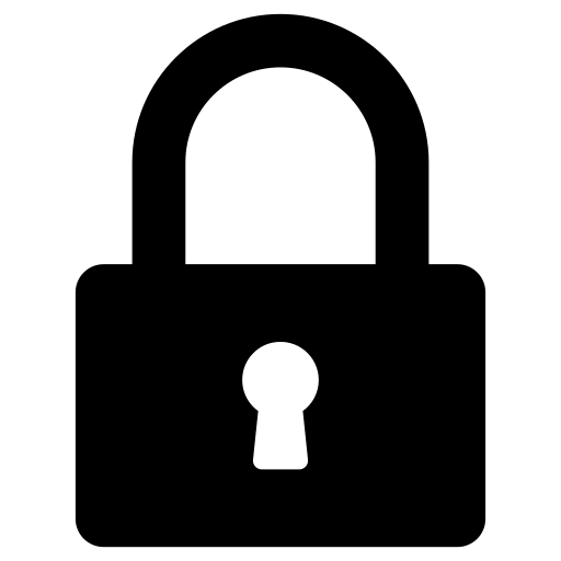 Black padlock icon on a white background