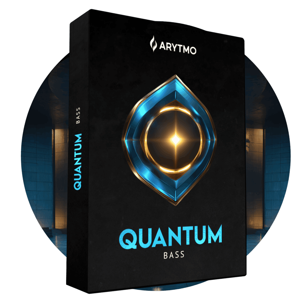 Arytmo Quantum Bass product packaging with a dark background