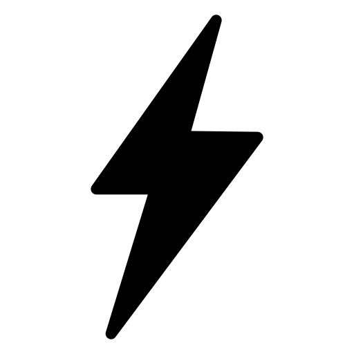 Black lightning bolt symbol on a white background